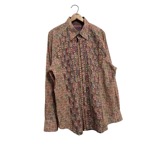 Robert Graham Paisley Embroidered Shirt Colorful Mens XL Shirt RARE